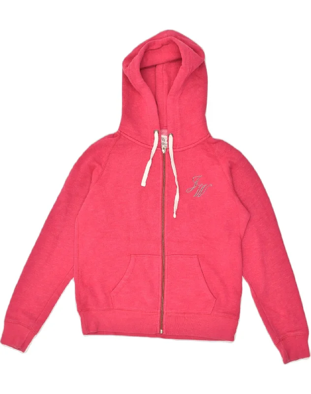 Price Reduction JACK WILLS Womens Zip Hoodie Sweater UK 14 Large Pink Cotton