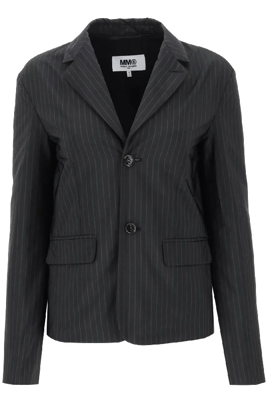 Today’s Deal Padded Blazer With Pinstripe Motif  - Nero