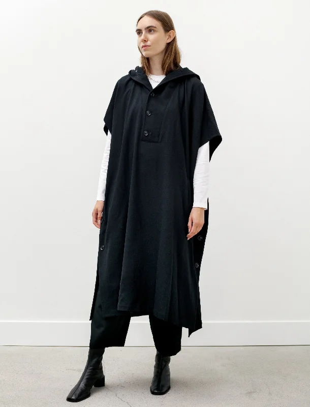 Hurry In Hooded Poncho Dress Black