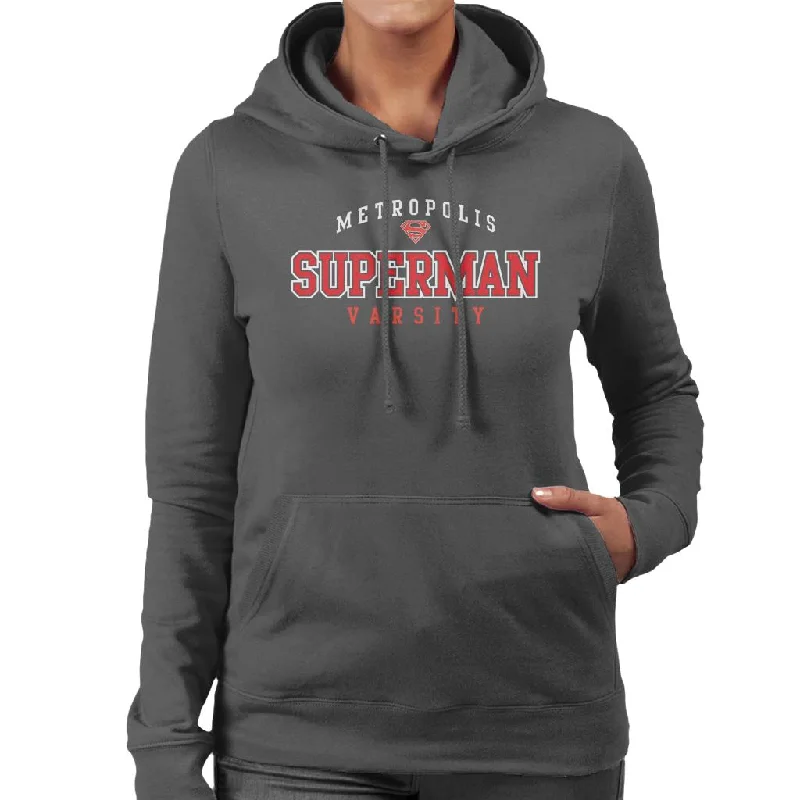 Loyalty Reward Superman Metropolis Varsity Logo Women's Hooded Sweatshirt