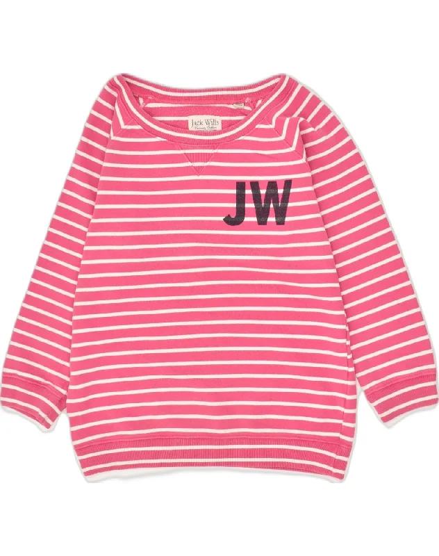 Best Deals JACK WILLS Womens Graphic Sweatshirt Jumper UK 10 Small  Pink Striped