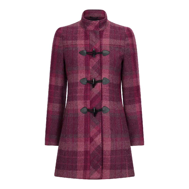 Don’t Miss Out Raspberry Check Marie Duffle Coat
