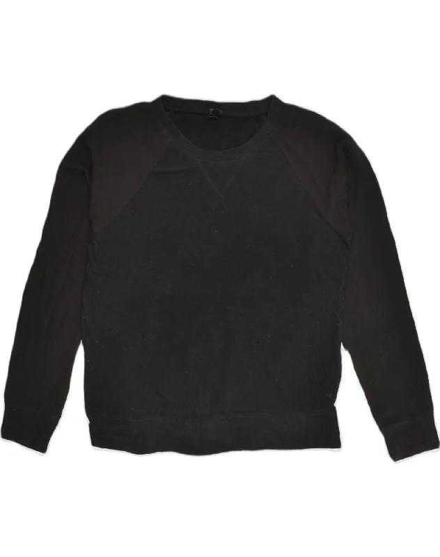 Buy More, Save More J. CREW Womens Sweatshirt Jumper UK 12 Medium Black Cotton