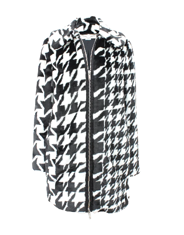 Lowest Price Houndstooth Faux Fur Coat