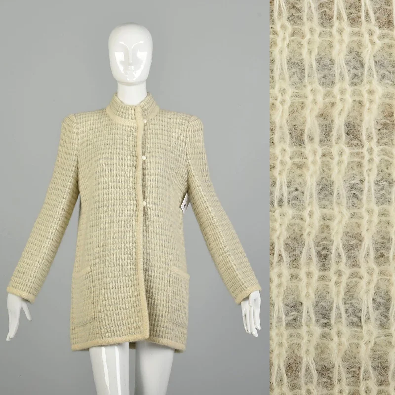 Steals and Deals Medium 1980s Cozy Autumn Sweater Jacket Asymmetric Knit Cardigan Heavy Winter Sweater Coat