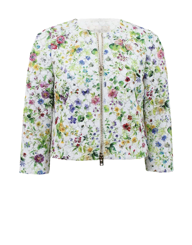 Grand Opening Sale Crop Zip Embroidered Jacket