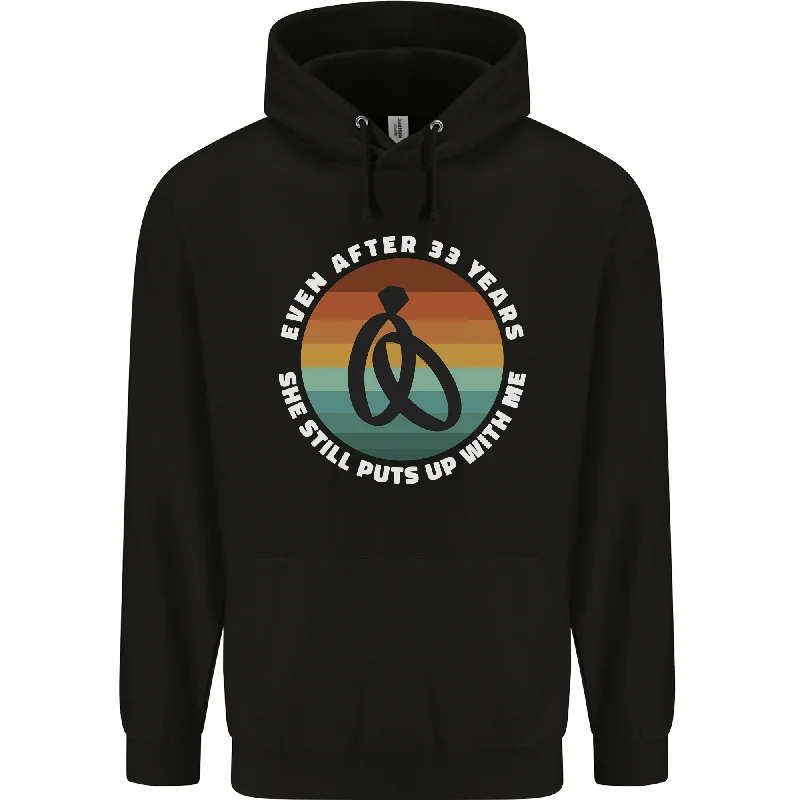 Low Prices 33 Year Wedding Anniversary 33rd Marriage Mens 80% Cotton Hoodie
