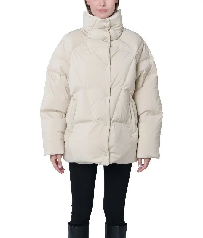 Price Cut Ella 29" Cotton Touch Recycled Nylon Swing Coat Brown Rice