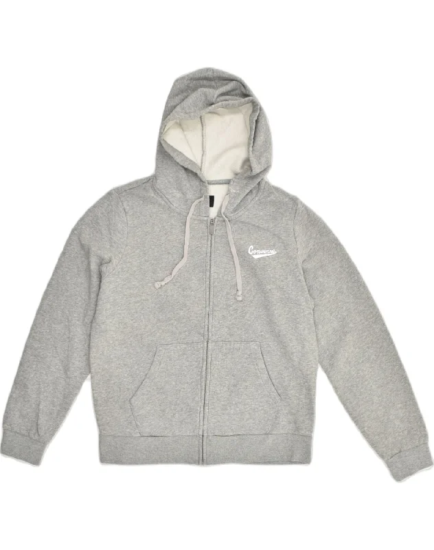 Fantastic Offers CONVERSE Womens Zip Hoodie Sweater UK 18 XL Grey Cotton