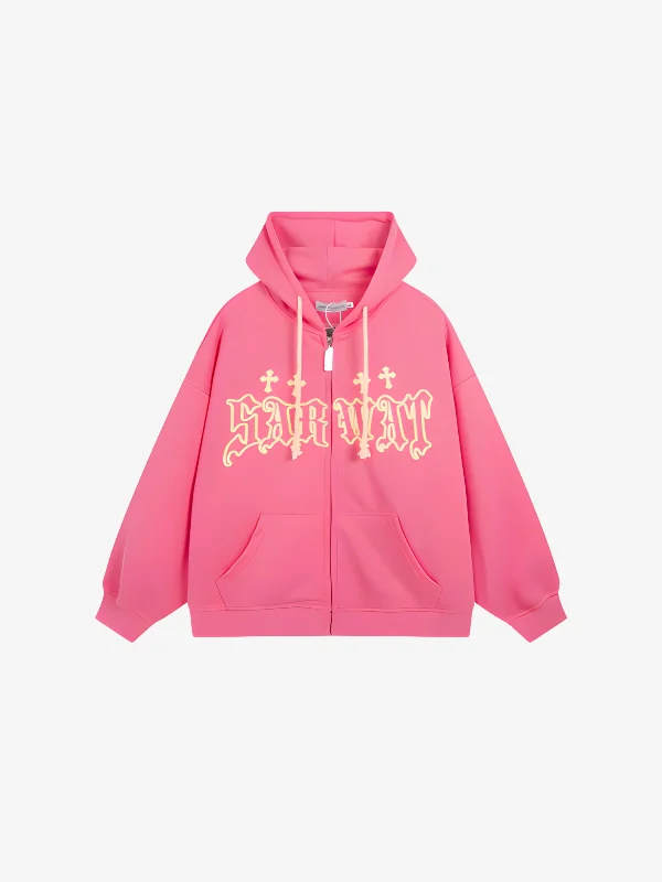 Massive Deals KG Foam-Lettered Zip Up Hoodie