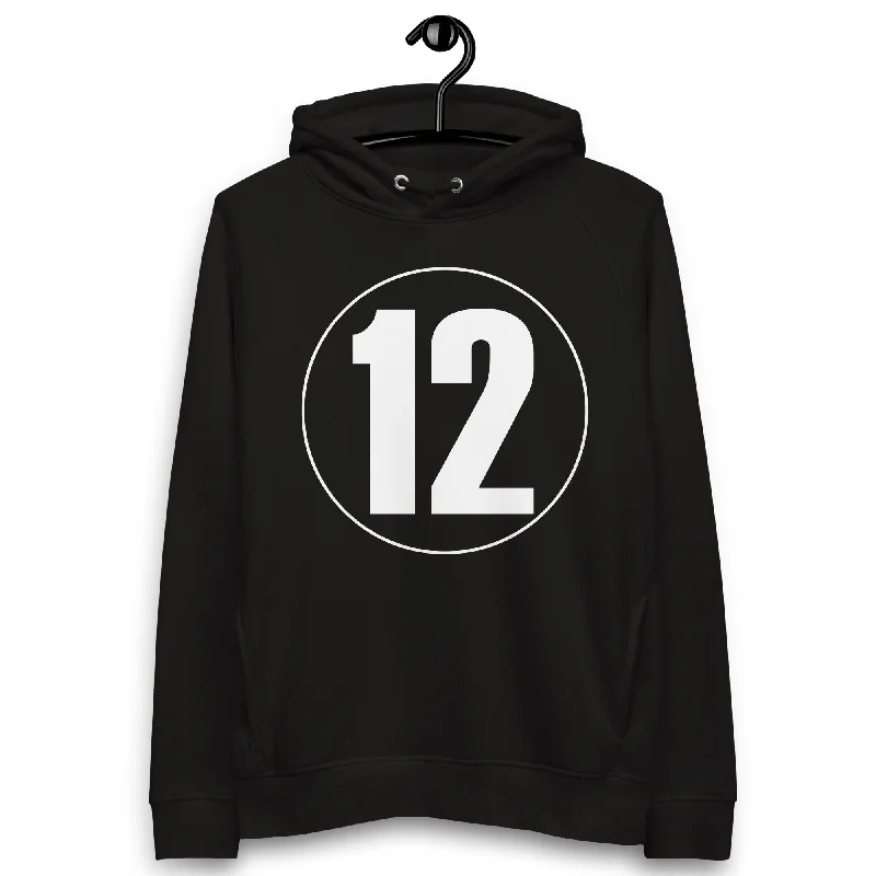 Price Cut Unisex pullover hoodie: White on Black 12