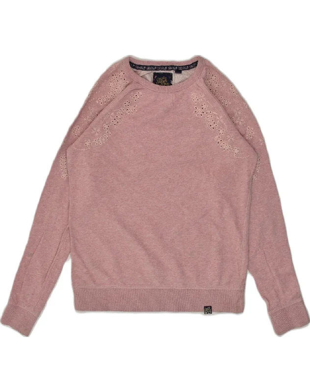 Price Smash SUPERDRY Womens Sweatshirt Jumper UK 10 Small  Pink