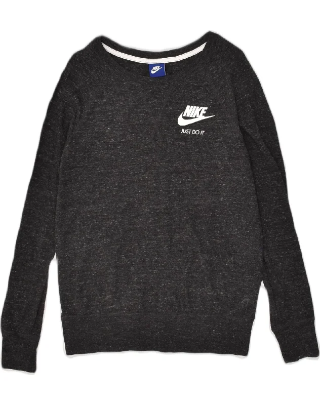 Deal Frenzy NIKE Womens Sweatshirt Jumper UK 14 Medium Black Flecked Cotton