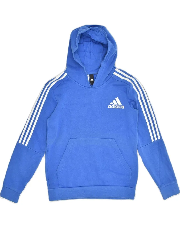 Super Deal ADIDAS Womens Hoodie Jumper UK 14 Large Blue Cotton
