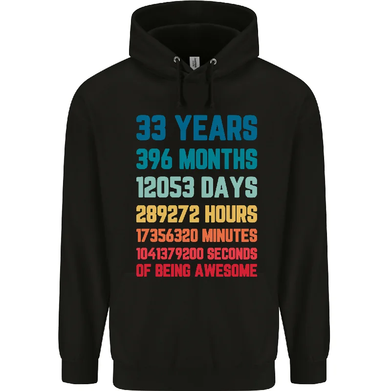 Closeout 33rd Birthday 33 Year Old Mens 80% Cotton Hoodie