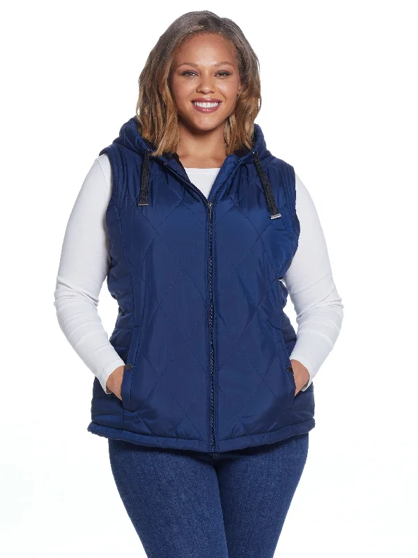 Final Markdown Plus Size Hooded Ladies Poly Quilted Vest