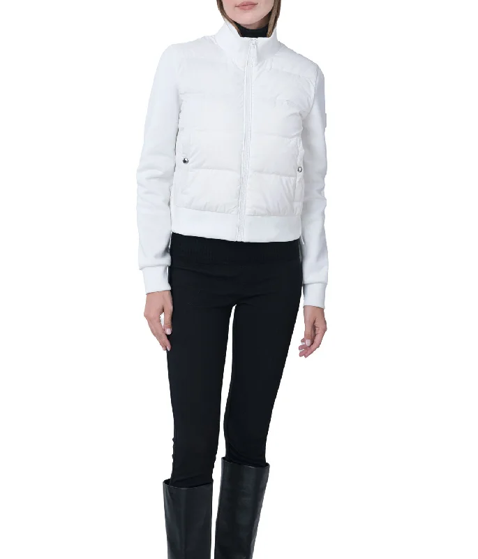 Unmissable Offer Nina 19.5" Recycled Poly And Perfomance Pique Zip Front Cropped Blouson Jacket White