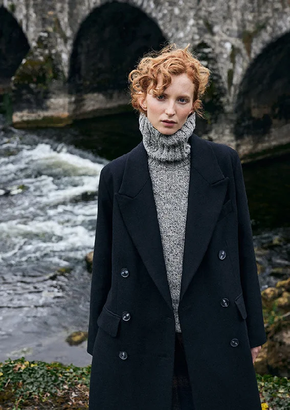 Friends and Family Sale Black Twill Niamh Double Breasted Coat