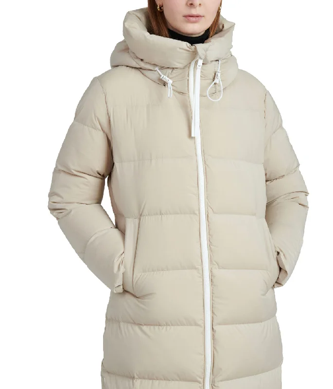Special Discount Nora 42" Recycled Stretch Poly Zip Front Hooded Storm Coat Feather Grey