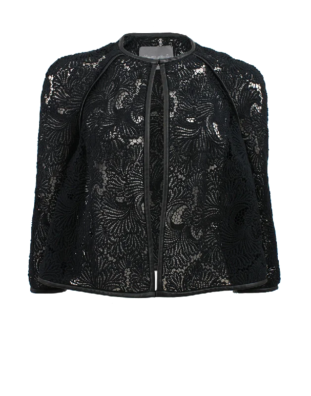 Price Drop Alert Guipure Lace Leather Trim Jacket