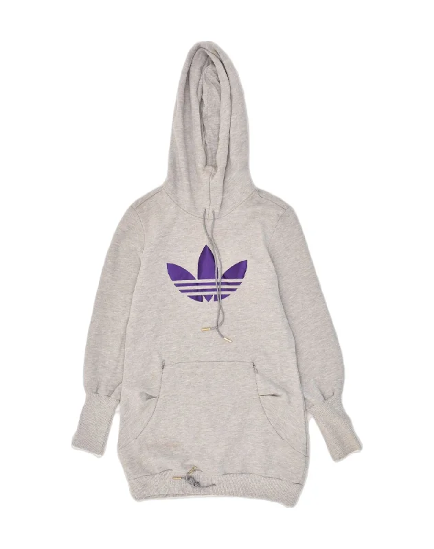 The Best Prices ADIDAS Womens Graphic Hoodie Jumper UK 10 Small Grey Cotton