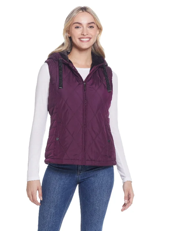 Can't Be Beat Hooded Ladies Quilted Vest