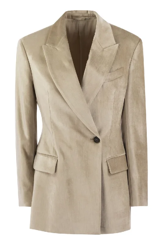 Best Bargains Fluid viscose-cotton twill jacket with necklace