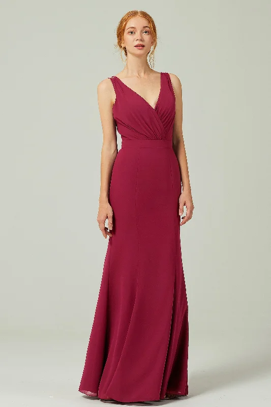 Bonus Savings Sheath-Column Floor Length Chiffon Bridesmaid Dress CB0291