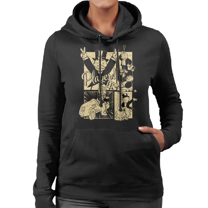 Deal Dash Monopoly Man Player Montage Women's Hooded Sweatshirt