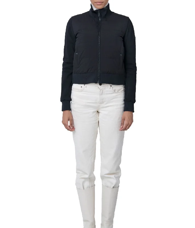 New Deals Nina 19.5" Recycled Poly And Perfomance Pique Zip Front Cropped Blouson Jacket Black
