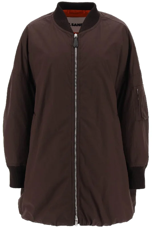 Super Sale Down-padded Maxi Bomber Jacket  - Brown