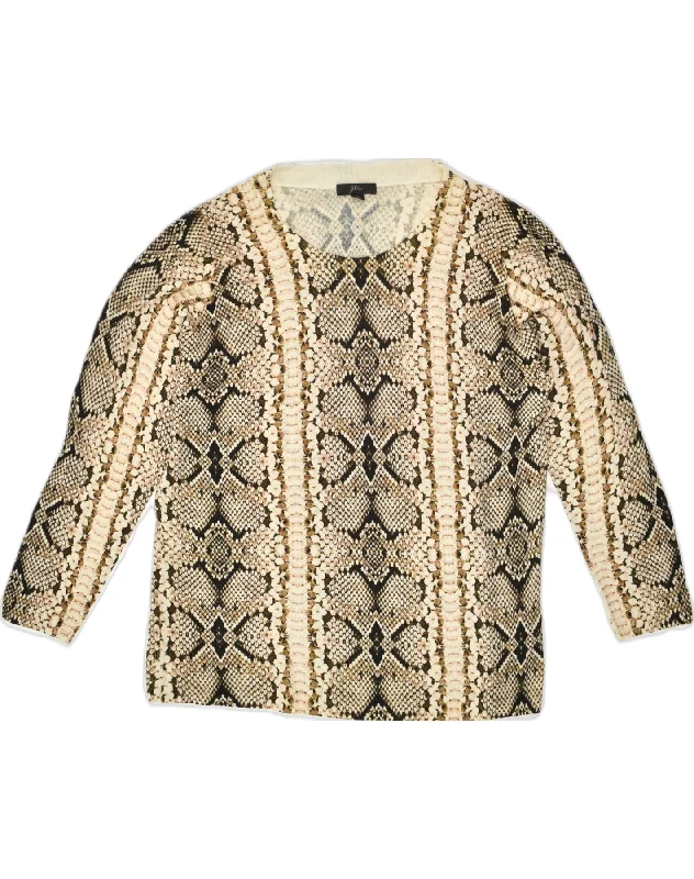 Exclusive Online Offer J. CREW Womens Crew Neck Jumper Sweater UK 18 XL Beige Animal Print