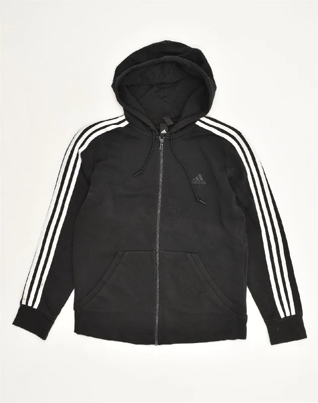 Clearance Items ADIDAS Womens Zip Hoodie Sweater UK 12-14 Medium Black Cotton