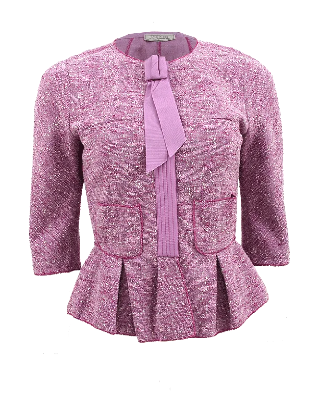Closeout Two Pocket Peplum Tweed Jacket