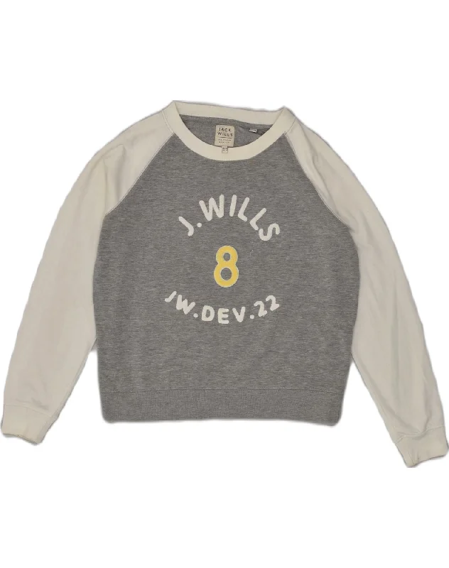 Extra Savings JACK WILLS Womens Crop Graphic Sweatshirt Jumper UK 10 Small Grey