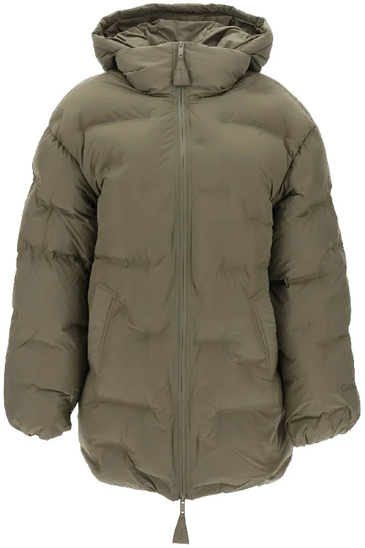 Huge Discounts Midi Puffer Jacket With Detachable Hood  - Verde