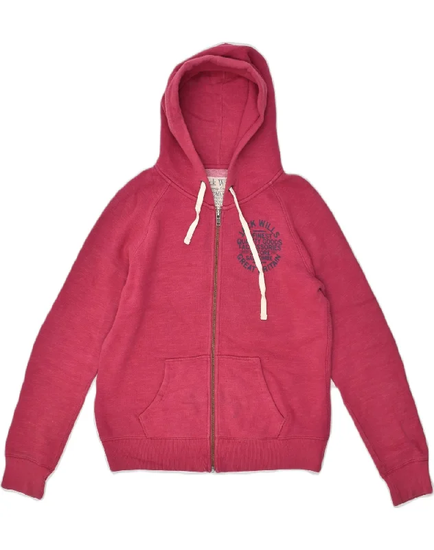 Time-Limited Offer JACK WILLS Womens Zip Hoodie Sweater UK 14 Large  Pink Cotton