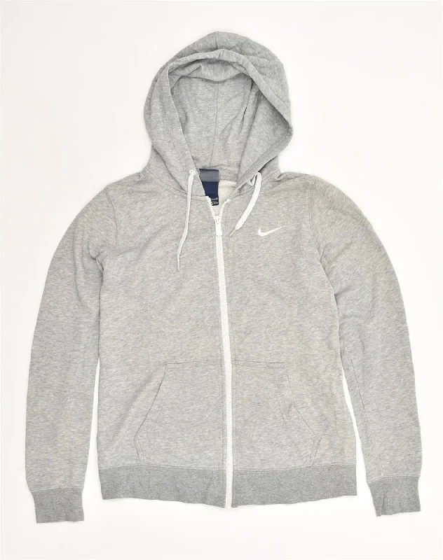 The Best Prices NIKE Womens Zip Hoodie Sweater UK 12 Medium Grey Cotton