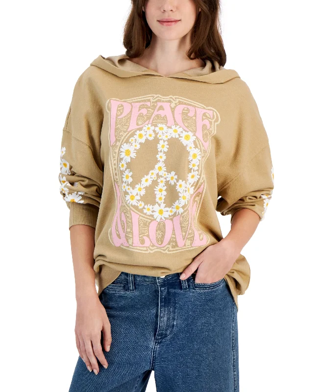 Super Bargain Juniors' Peace & Love Graphic-Print Hoodie