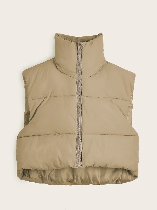 Hurry In Lightweight Zip Up Solid Sleeveless Thermal Vest Coat