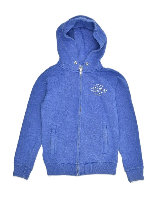 Amazing Deals JACK WILLS Womens Zip Hoodie Sweater UK 6 XS  Blue Cotton