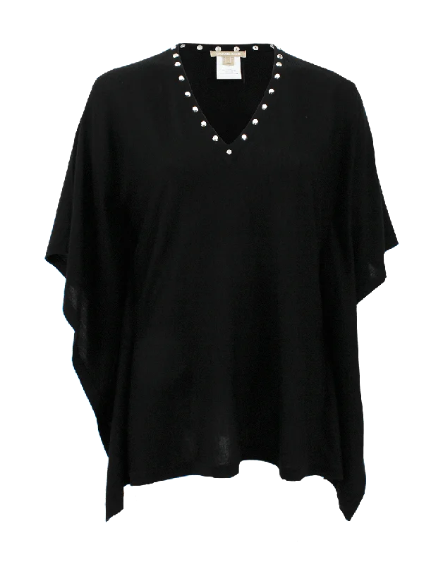 Midnight Madness V-Neck Poncho with Studs