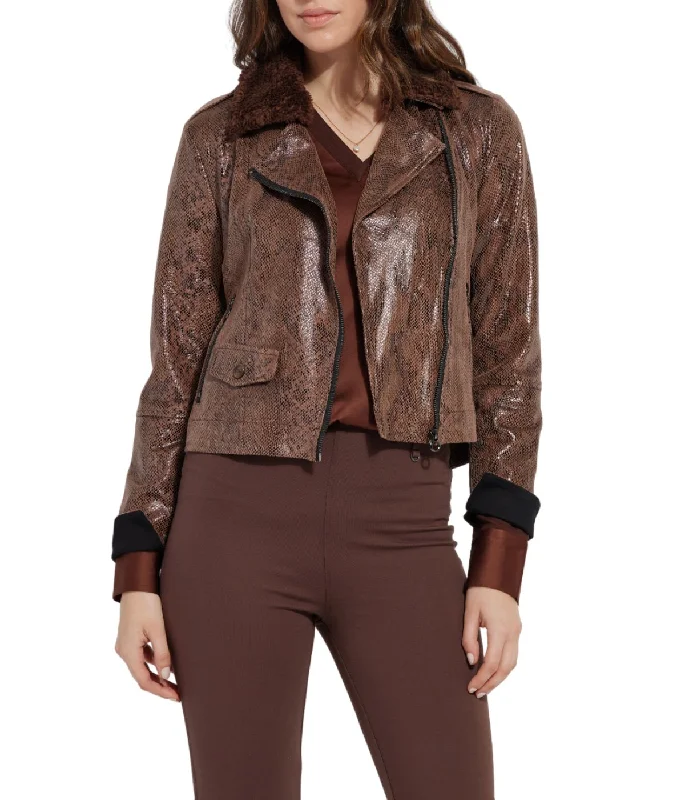 Price Rollback Liana Detachable Collar Jacket Cocoa Powder Snake