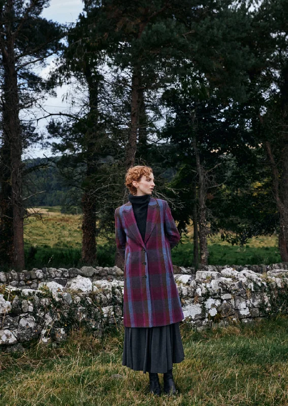 Bargain Blast Raspberry Check Shannon Tweed Knee Coat