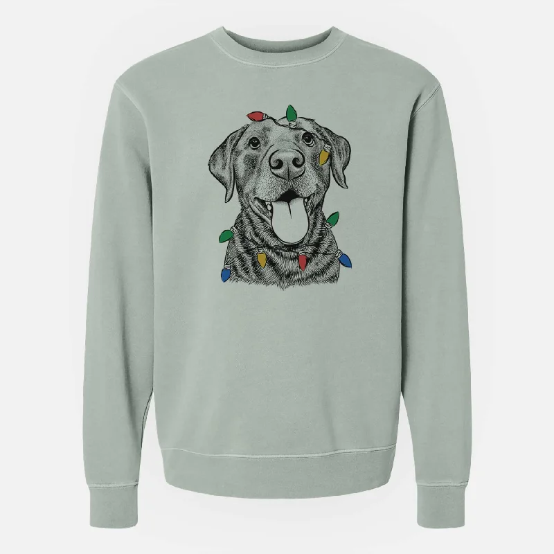 Shop and Save Christmas Lights Gwen the Labrador Retriever - Unisex Pigment Dyed Crew Sweatshirt