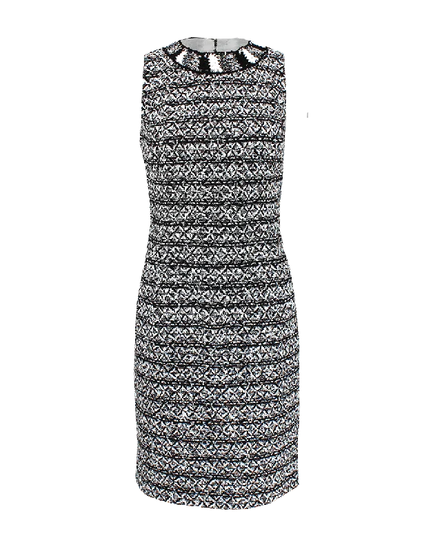 Limited Availability Sleeveless Jewelneck Pencil Dress