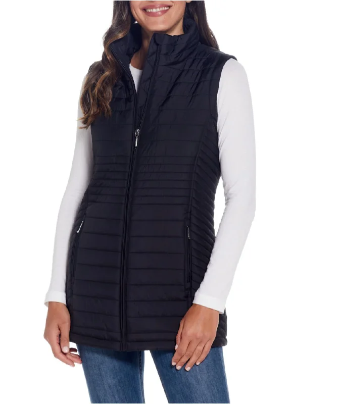 Deal Frenzy Channel Quilted Longline Vest Black