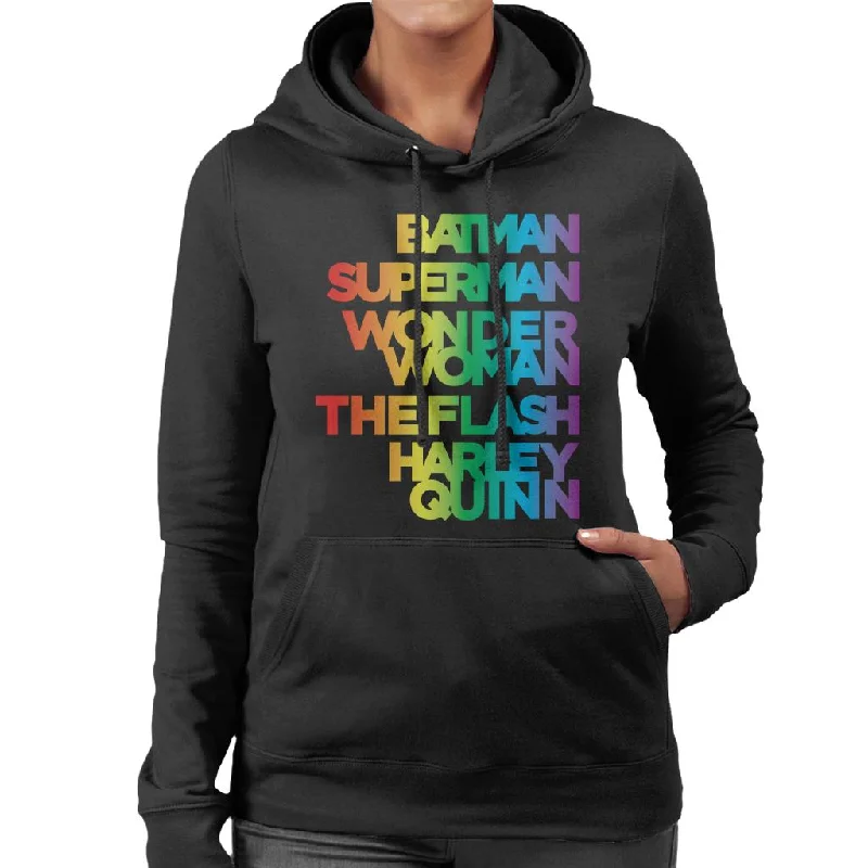 Blowout Deals Justice League Characters Rainbow Women's Hooded Sweatshirt