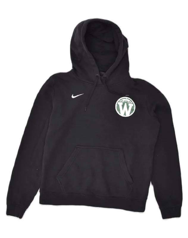Closeout NIKE Womens Hoodie Jumper UK 14 Large Black Cotton