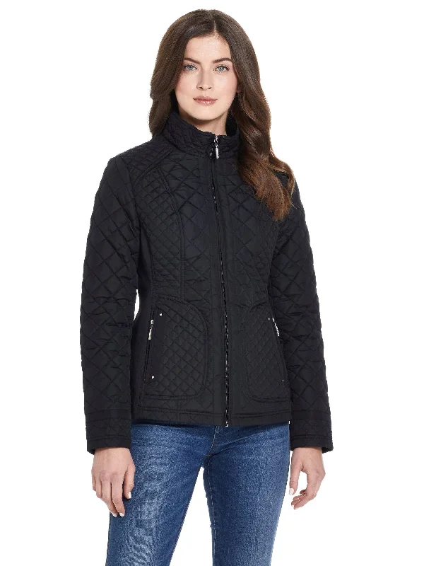 Midnight Sale Stand Collar Ladies Quilted Moto Jacket